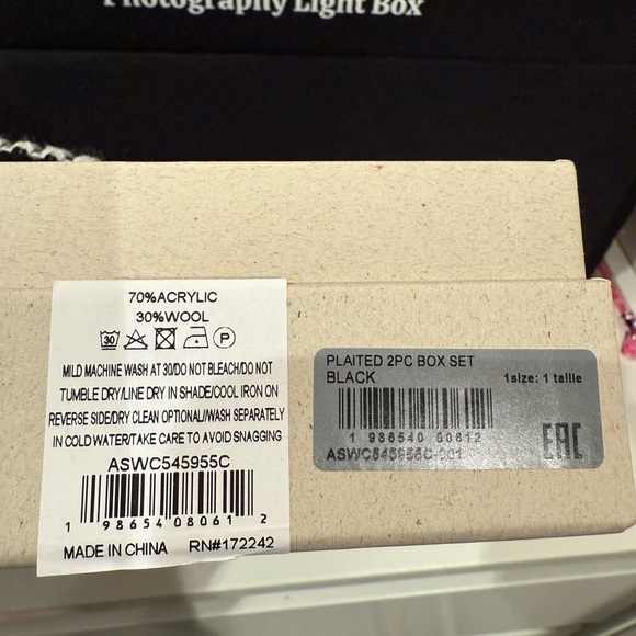 All Saints Monochrome Striped Hat and Scarf Set - Picture 5 of 7